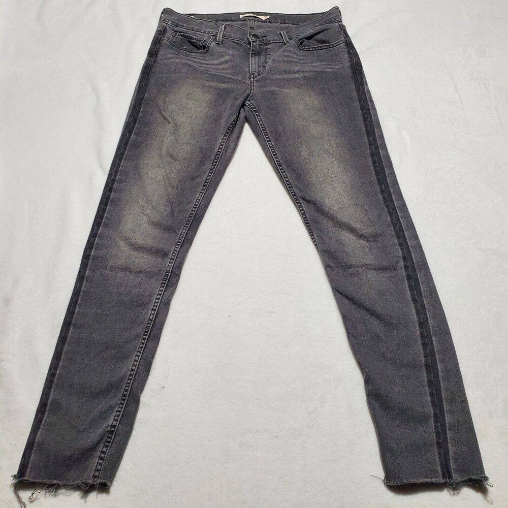 Levi's 710 super Skinny mid rise slim jeans black denim pants womens Tag Size 31